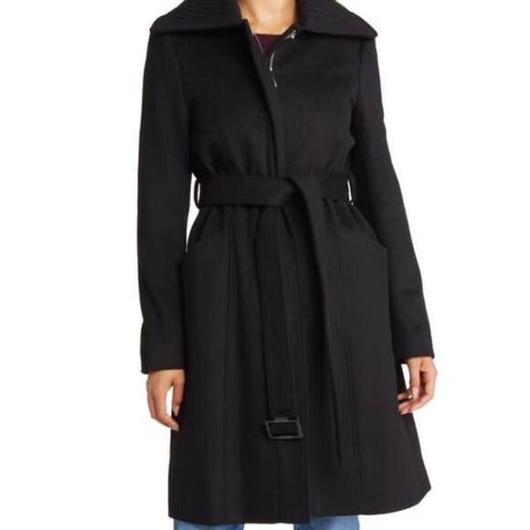 NEW Sam Edelman  Wool Blend Rib Collar Coat - size M - Picture 1 of 8
